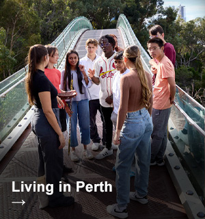 Group of students on bridge at Kings Park