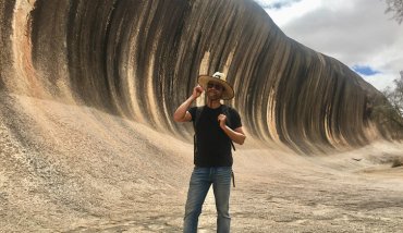 Student at Wave Rock in WA
