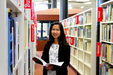 Student in library at Perth campus